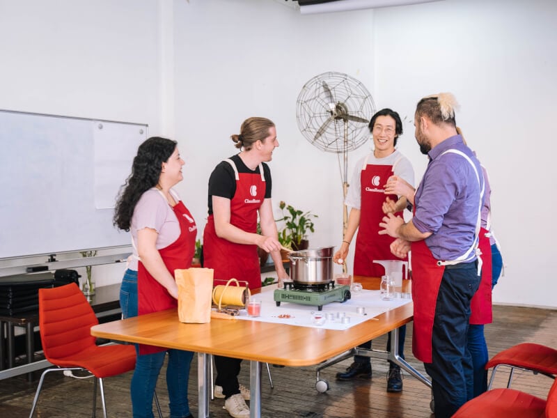 Team at a candle making class